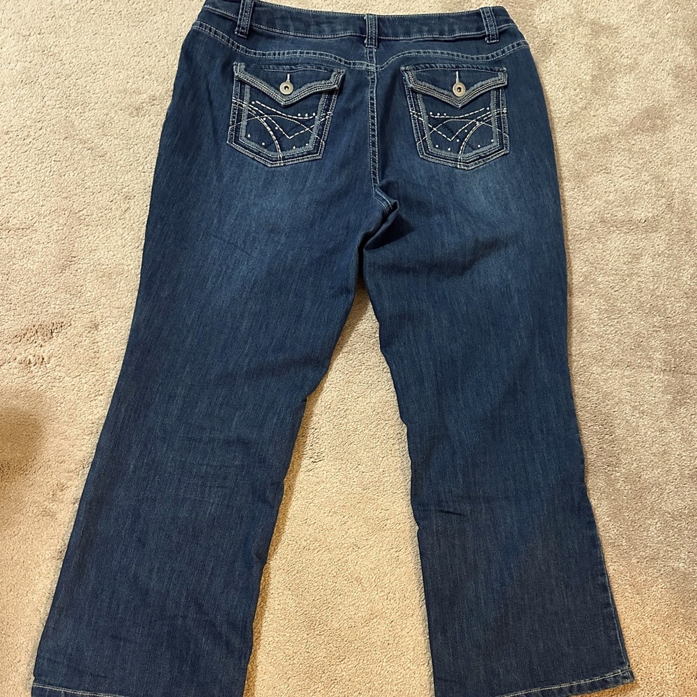 16 Petite, Bootcut Jeans with Embellishments.